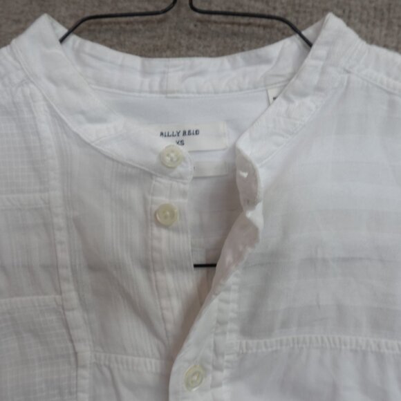 Billy Reid Shirt XS White Patchwork Band Collar Relaxed Made in Portugal - Picture 3 of 12
